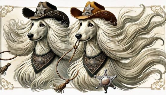 Stylized western theme Afghan Hounds